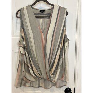 Jones & Co Jones New York 2X Striped Drape Sleeveless Blouse EUC